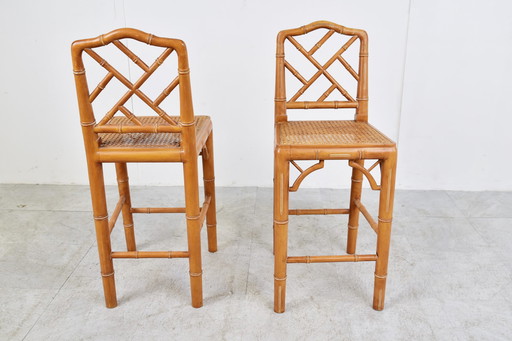 2x Vintage faux bamboe kinderstoelen