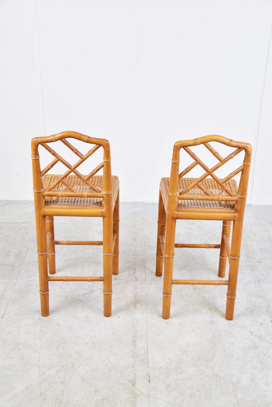 Image 1 of 2x Vintage faux bamboe kinderstoelen