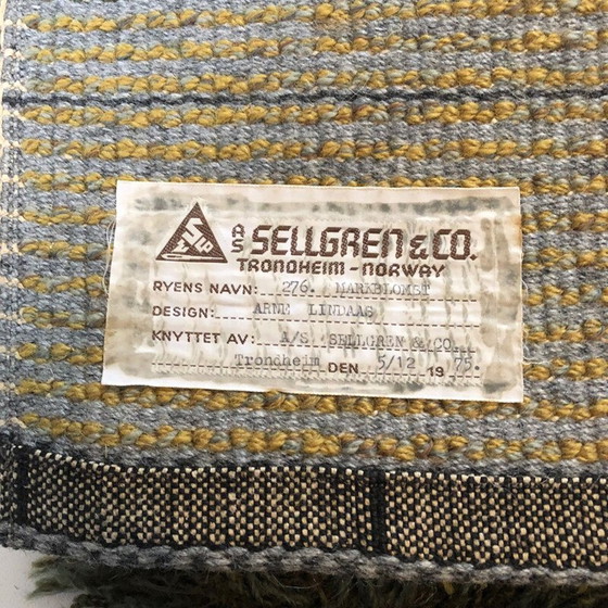 Image 1 of Vintage Rya "Pop Art" tapijt van Arne Lindaas voor Sellgren As, Noorwegen 1970