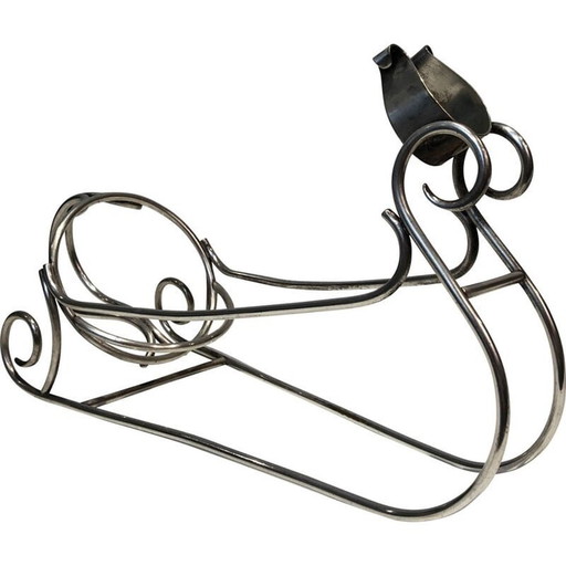 Vintage verzilverde slede flessenhouder, 1930
