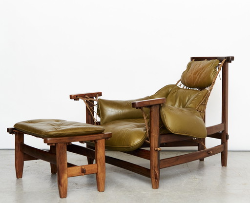 Jean Gillon "Jangada" Loungestoel & Ottoman Voor Italma Houtkunst, 1968