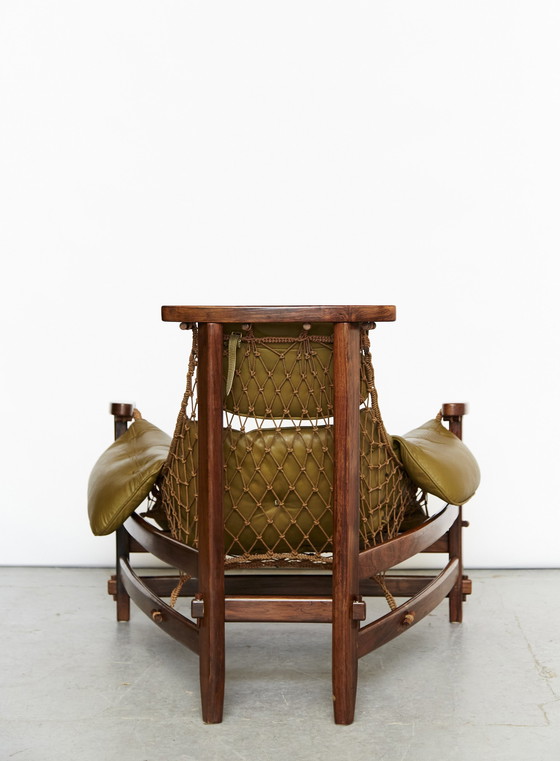 Image 1 of Jean Gillon "Jangada" Loungestoel & Ottoman Voor Italma Houtkunst, 1968