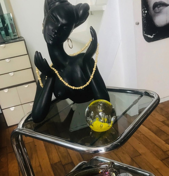 Image 1 of Groot Afrikaans beeld - Vintage Keramiek - Marc Henri - 1950