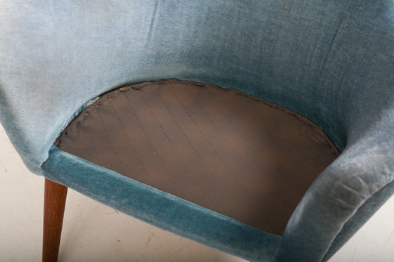 Image 1 of Zeldzaam paar Deense fauteuils in teak en mohair 1950S