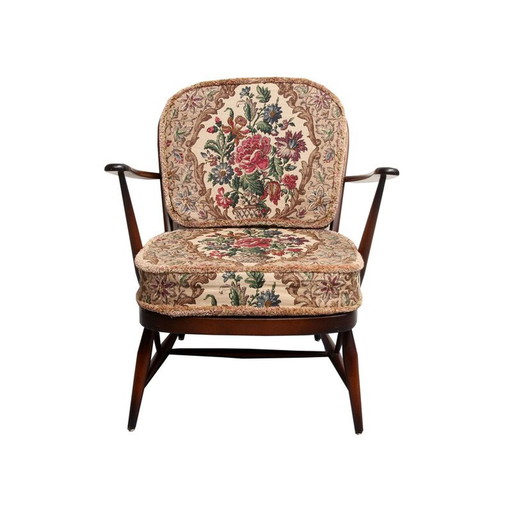 Vintage britse fauteuil met gebloemde stof van Luigi Ercolani voor Ercol, jaren 1950