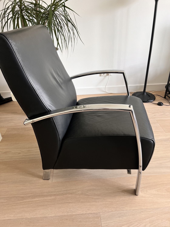 Image 1 of 2x Montel zwart lederen fauteuils