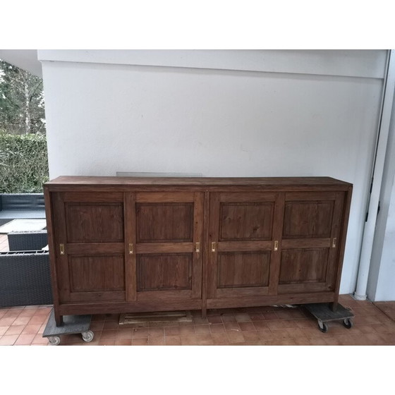 Image 1 of Houten highboard met 4 schuifdeuren, 1950