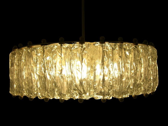 Image 1 of Grote Plafond Hanglamp, Barovier I Toso, Mid Century Modern, Art Deco, Post Modern, Murano Kristal, Tamboerijn, Messing, Crys