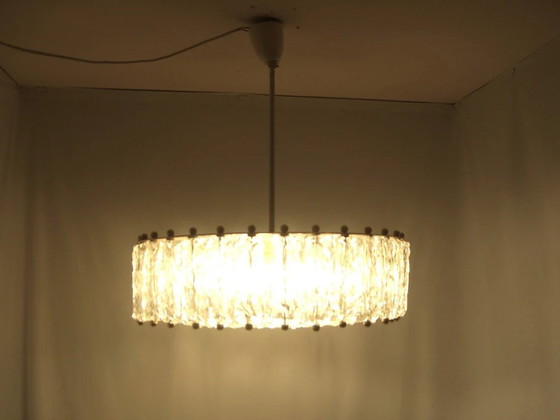 Image 1 of Grote Plafond Hanglamp, Barovier I Toso, Mid Century Modern, Art Deco, Post Modern, Murano Kristal, Tamboerijn, Messing, Crys