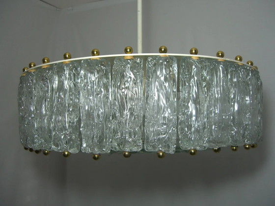 Image 1 of Grote Plafond Hanglamp, Barovier I Toso, Mid Century Modern, Art Deco, Post Modern, Murano Kristal, Tamboerijn, Messing, Crys