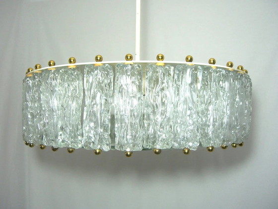 Image 1 of Grote Plafond Hanglamp, Barovier I Toso, Mid Century Modern, Art Deco, Post Modern, Murano Kristal, Tamboerijn, Messing, Crys