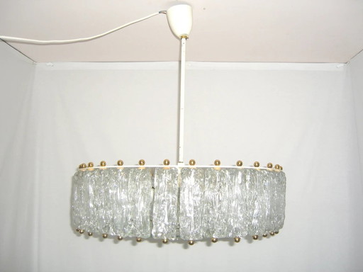 Grote Plafond Hanglamp, Barovier I Toso, Mid Century Modern, Art Deco, Post Modern, Murano Kristal, Tamboerijn, Messing, Crys