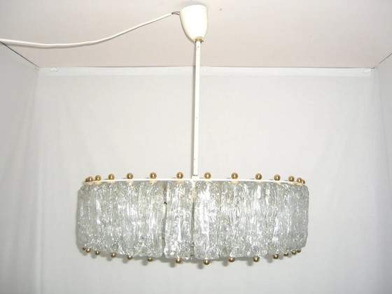 Image 1 of Grote Plafond Hanglamp, Barovier I Toso, Mid Century Modern, Art Deco, Post Modern, Murano Kristal, Tamboerijn, Messing, Crys