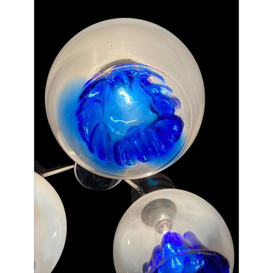 Image 1 of Vintage hanglamp met 3 blauwe bollen van Toni Zuccheri, 1970