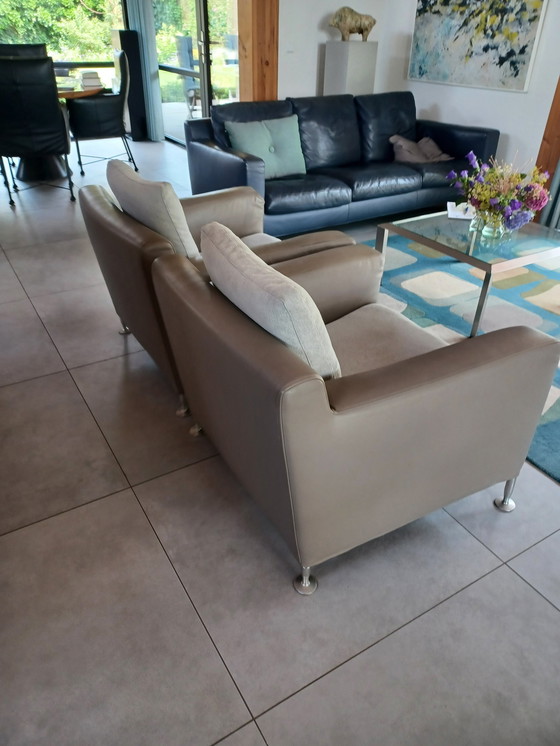 Image 1 of 2x B&B Italia Harry Designstoelen Leer