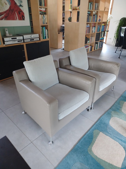 2x B&B Italia Harry Designstoelen Leer