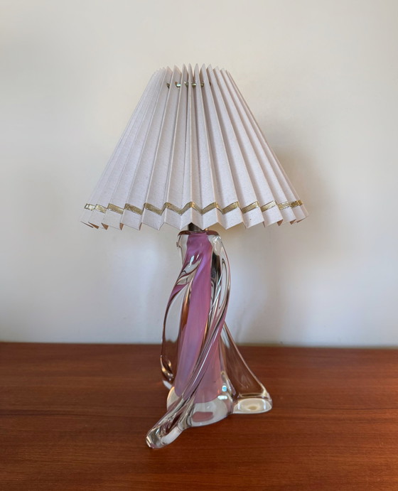 Image 1 of Transparant en Roze Kristallen Lamp 60's