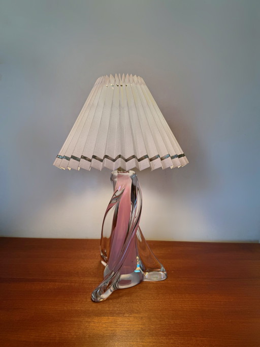 Transparant en Roze Kristallen Lamp 60's