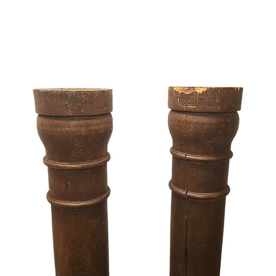 Image 1 of Antiek Frans Eiken Ronde Kolommen, Midden 19E Eeuw