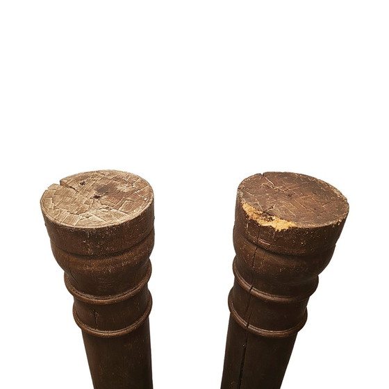 Image 1 of Antiek Frans Eiken Ronde Kolommen, Midden 19E Eeuw