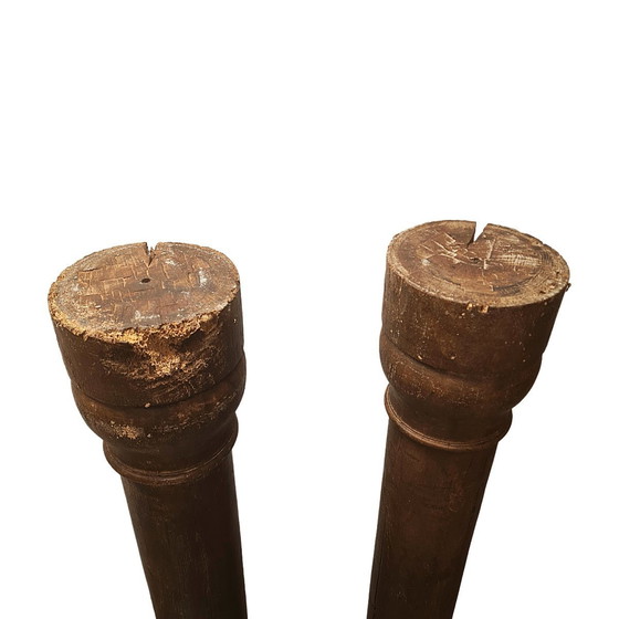 Image 1 of Antiek Frans Eiken Ronde Kolommen, Midden 19E Eeuw