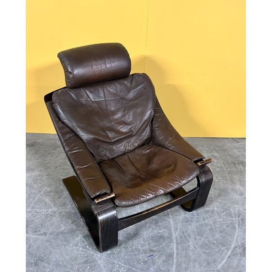 Image 1 of Scandinavische vintage leren fauteuil van Ake Fribyter voor Nelo Mobler, Zweden 1970