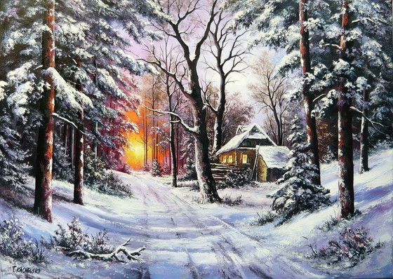 Image 1 of Tomasz Kachelski "Winter in de avond".