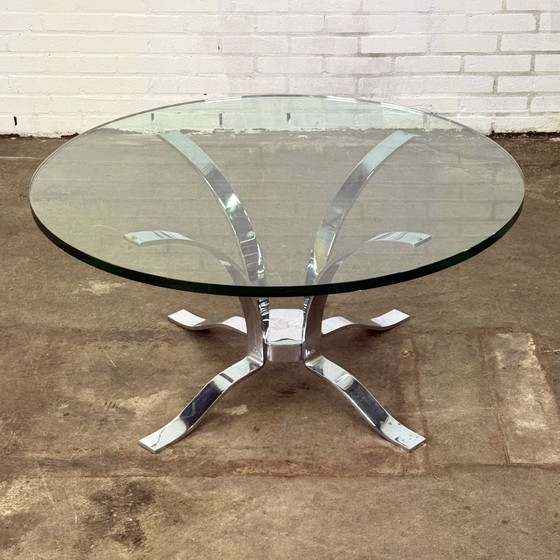 Image 1 of Glazen Mid-Century Salontafel Met Chroom Frame