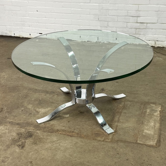 Image 1 of Glazen Mid-Century Salontafel Met Chroom Frame