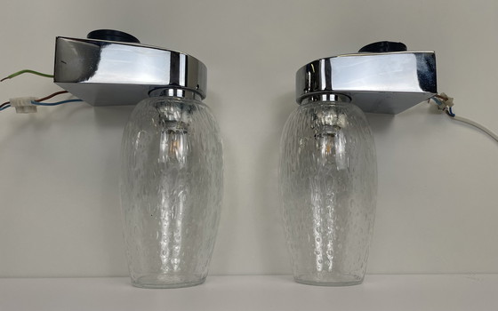 Image 1 of 2 x vintage nachtlampjes / badkamer lampen chroom 