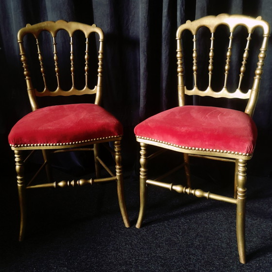 Image 1 of Twee Napoleon III Opera Theater Stoelen