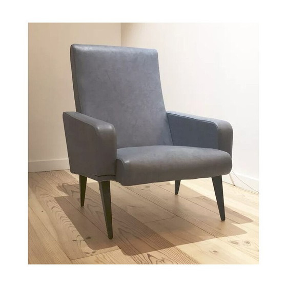 Image 1 of Vintage fauteuil in blauw letherette