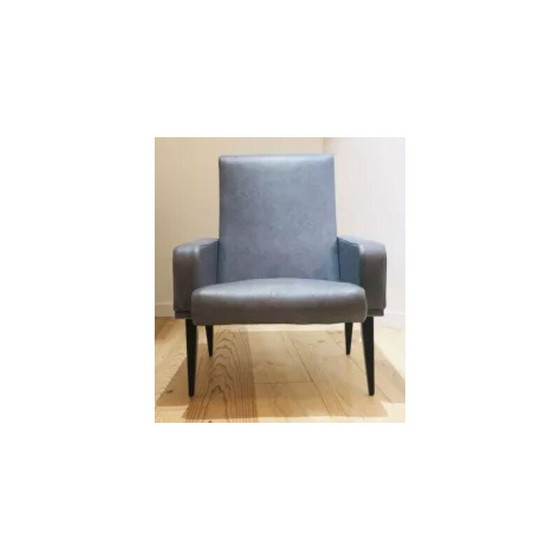 Image 1 of Vintage fauteuil in blauw letherette