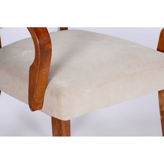 Image 1 of Paar vintage Art Deco beuken fauteuils van Jules Leleu, Frankrijk 1930