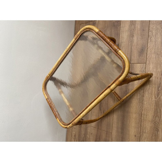 Image 1 of Vintage bijzettafel van Rohé Noordwolde Wicker & Glass 1950