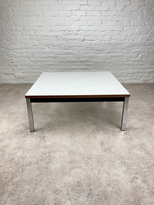 Vintage Modernistische Salontafel Bijzettafel Chroom Wit 70S