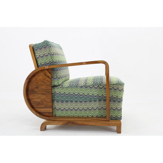 Image 1 of Vintage Art Deco fauteuil van massief notenhout, Tsjecho-Slowakije 1930
