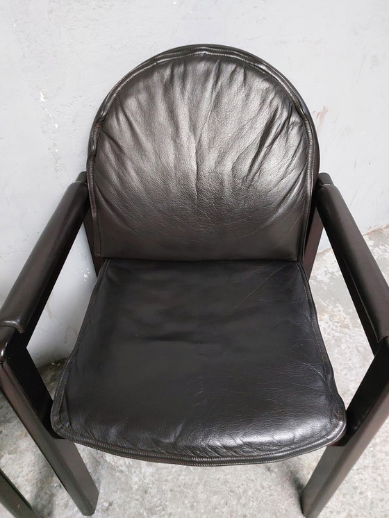 Image 1 of 2 X Dark Brown Leather Armchairs Bulo Memphis Style