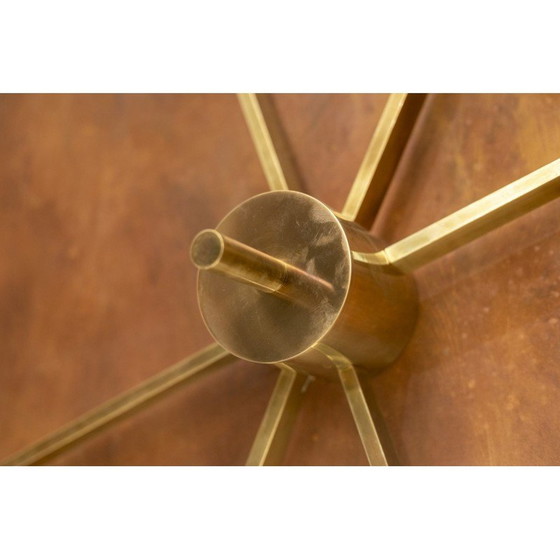 Image 1 of Vintage wandlamp in verguld messing en wit opaline, Italië