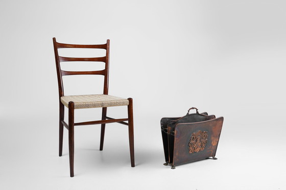 Image 1 of Mid Century tijdschriftenrek in gehamerd koper, Frankrijk, 1890S