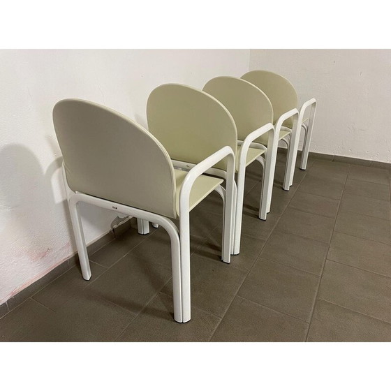 Image 1 of Set van 4 vintage leren en metalen stoelen van Gae Aulenti Orsay voor Knoll, Italië 1970