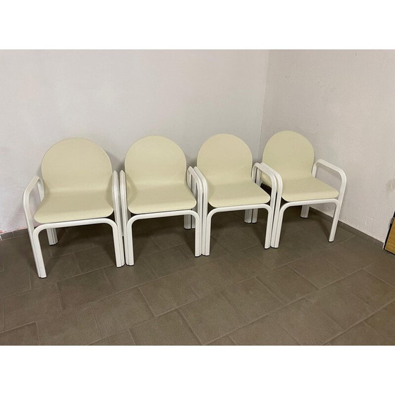 Image 1 of Set van 4 vintage leren en metalen stoelen van Gae Aulenti Orsay voor Knoll, Italië 1970