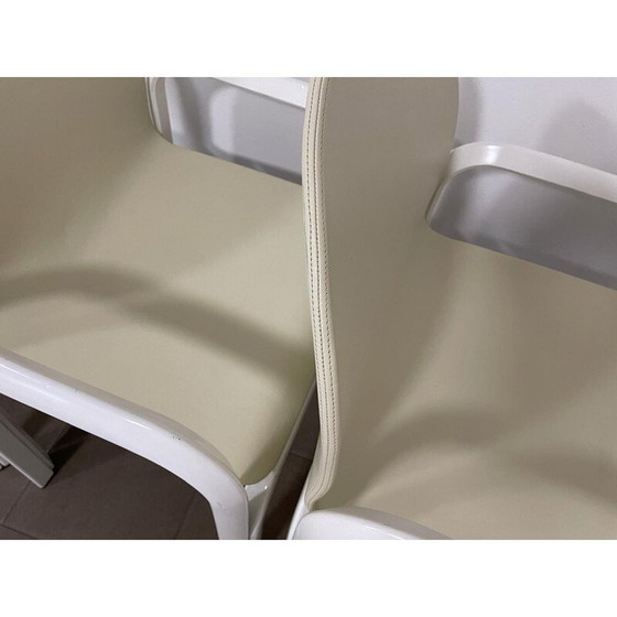 Image 1 of Set van 4 vintage leren en metalen stoelen van Gae Aulenti Orsay voor Knoll, Italië 1970