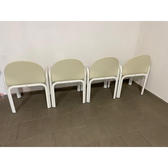 Image 1 of Set van 4 vintage leren en metalen stoelen van Gae Aulenti Orsay voor Knoll, Italië 1970