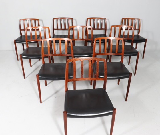 Image 1 of 10 eetkamerstoelen van Niels Otto Møller voor Jl Møllers, model: 83, Denemarken, jaren 1960,