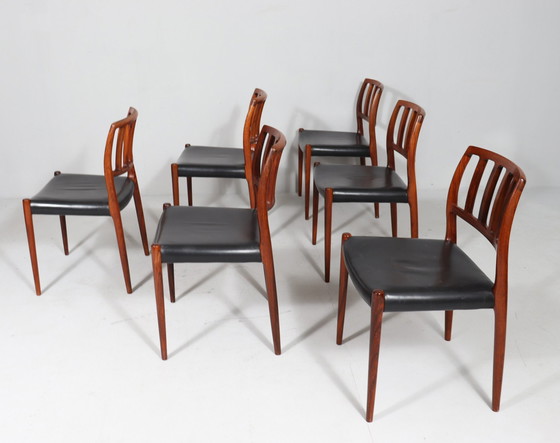 Image 1 of 10 eetkamerstoelen van Niels Otto Møller voor Jl Møllers, model: 83, Denemarken, jaren 1960,