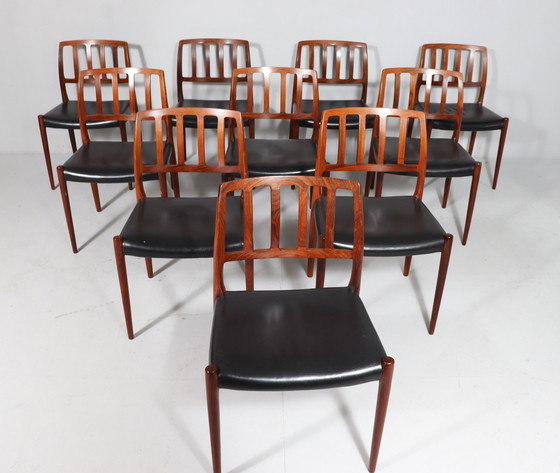 Image 1 of 10 eetkamerstoelen van Niels Otto Møller voor Jl Møllers, model: 83, Denemarken, jaren 1960,