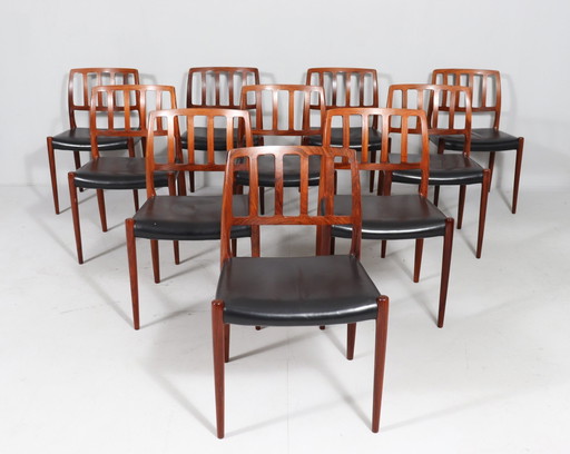 10 eetkamerstoelen van Niels Otto Møller voor Jl Møllers, model: 83, Denemarken, jaren 1960,