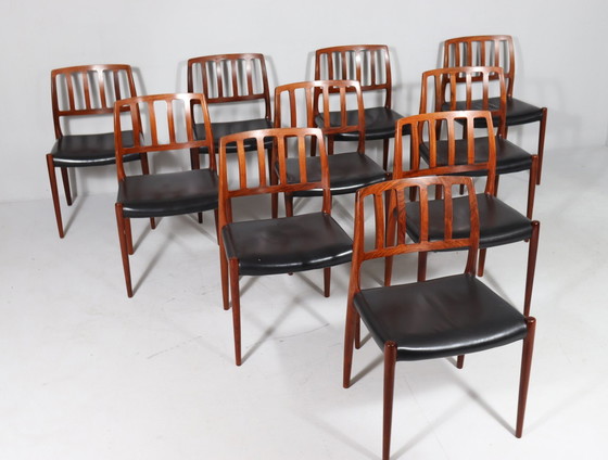 Image 1 of 10 eetkamerstoelen van Niels Otto Møller voor Jl Møllers, model: 83, Denemarken, jaren 1960,