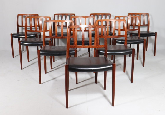 Image 1 of 10 eetkamerstoelen van Niels Otto Møller voor Jl Møllers, model: 83, Denemarken, jaren 1960,